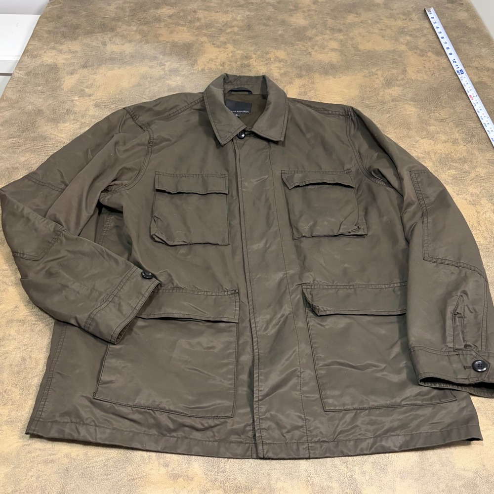 Banana Republic Waxed Field Jacket Mens XL Olive Green Water-Resistant